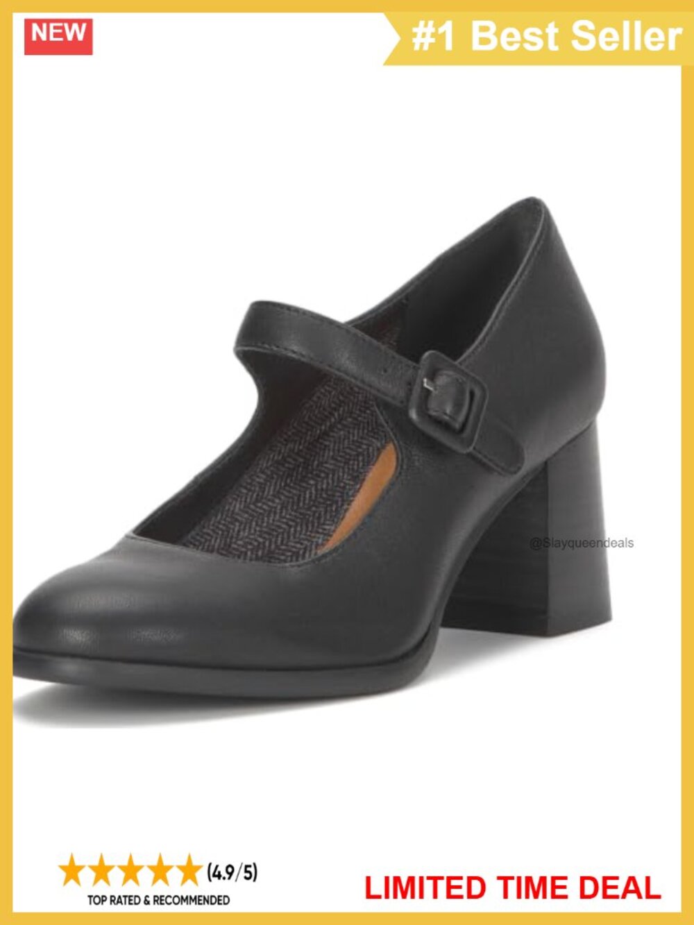 Lucky Brand Bozley Mary Jane Block Heel Pumps Faux Leather Women's